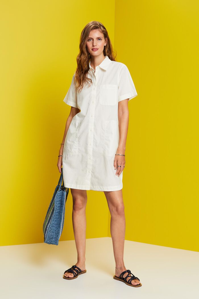 Mini robe-chemise, 100 % coton, OFF WHITE, detail image number 1
