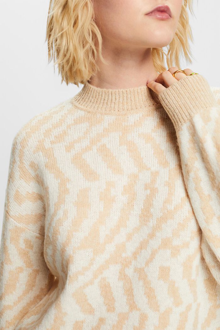 Pull-over en jacquard abstrait, DUSTY NUDE, detail image number 2