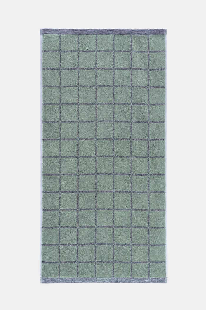 Serviette de bain à motif carré chiné, SOFT GREEN, detail image number 3