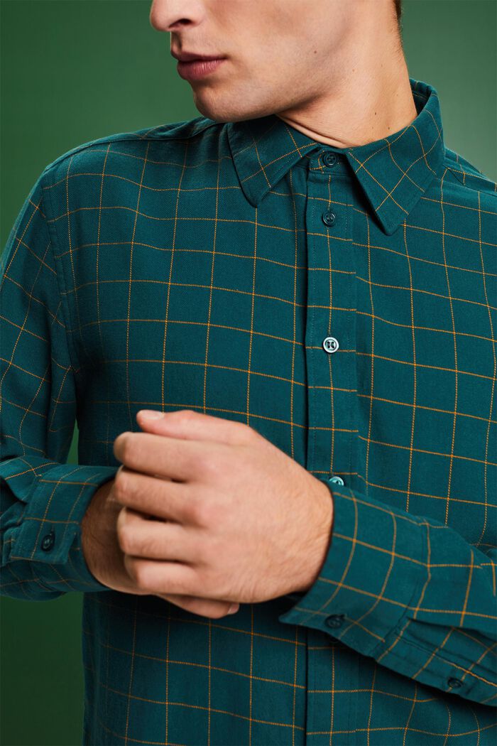 Chemise à carreaux en flanelle de coupe Regular Fit, EMERALD GREEN, detail image number 3