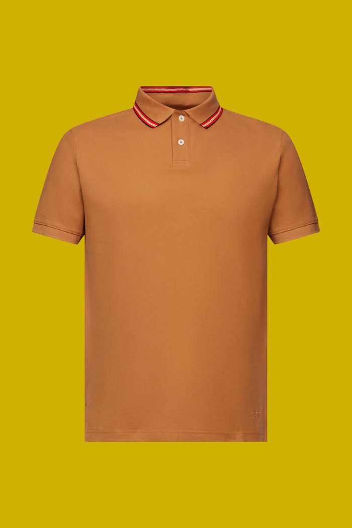 Piqué-Poloshirt mit Glitzer, 100 % Baumwolle, CAMEL, detail image number 6