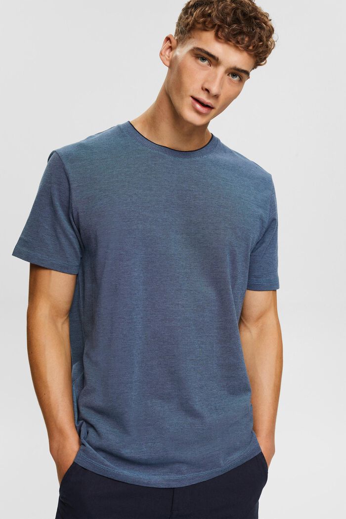 T-Shirt aus Baumwoll-Piqué, BLUE, overview