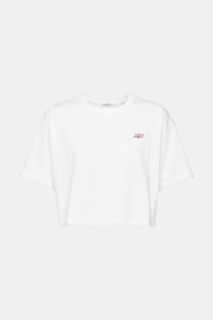 AMBIGRAM Cropped T-Shirt mit Bruststickerei, WHITE, overview
