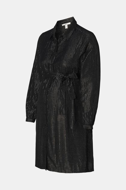 Robe-chemise à rayures pailletées, BLACK INK, overview