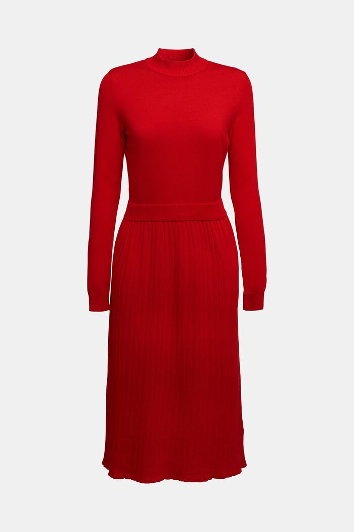 Strick-Kleid mit Organic Cotton, RED, overview