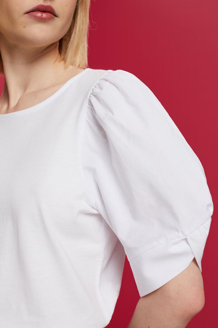 T-shirt en matières mélangées, 100 % coton, WHITE, detail image number 2