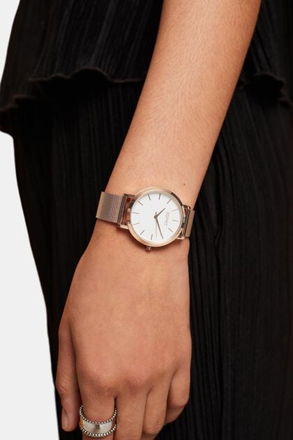 Edelstahl-Uhr mit Mesh-Armband