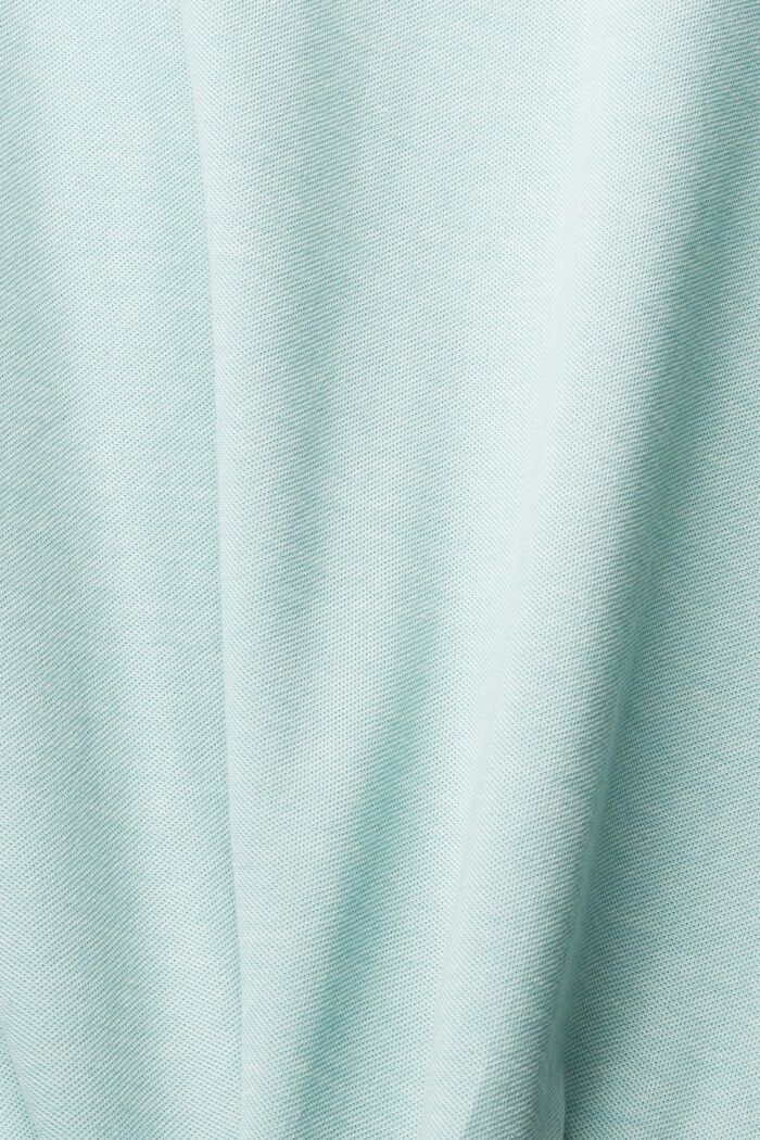 Piqué-Poloshirt mit Mandarinkragen, LIGHT TURQUOISE, detail image number 5