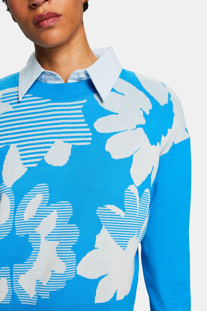 Jacquard-Sweatshirt aus Baumwolle, BLUE, detail image number 3