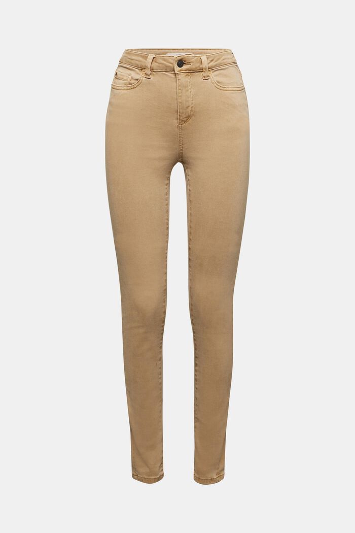 Pantalon doux à taille haute, à teneur en stretch, CAMEL, detail image number 0
