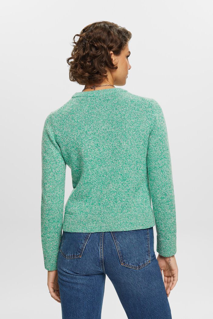 Pull à encolure ronde en laine mélangée, GREEN, detail image number 3