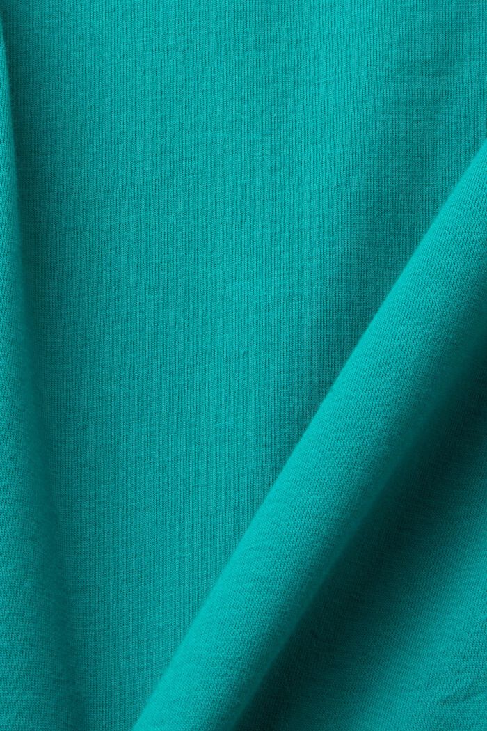 T-shirt en coton à fleur brodée, EMERALD GREEN, detail image number 5