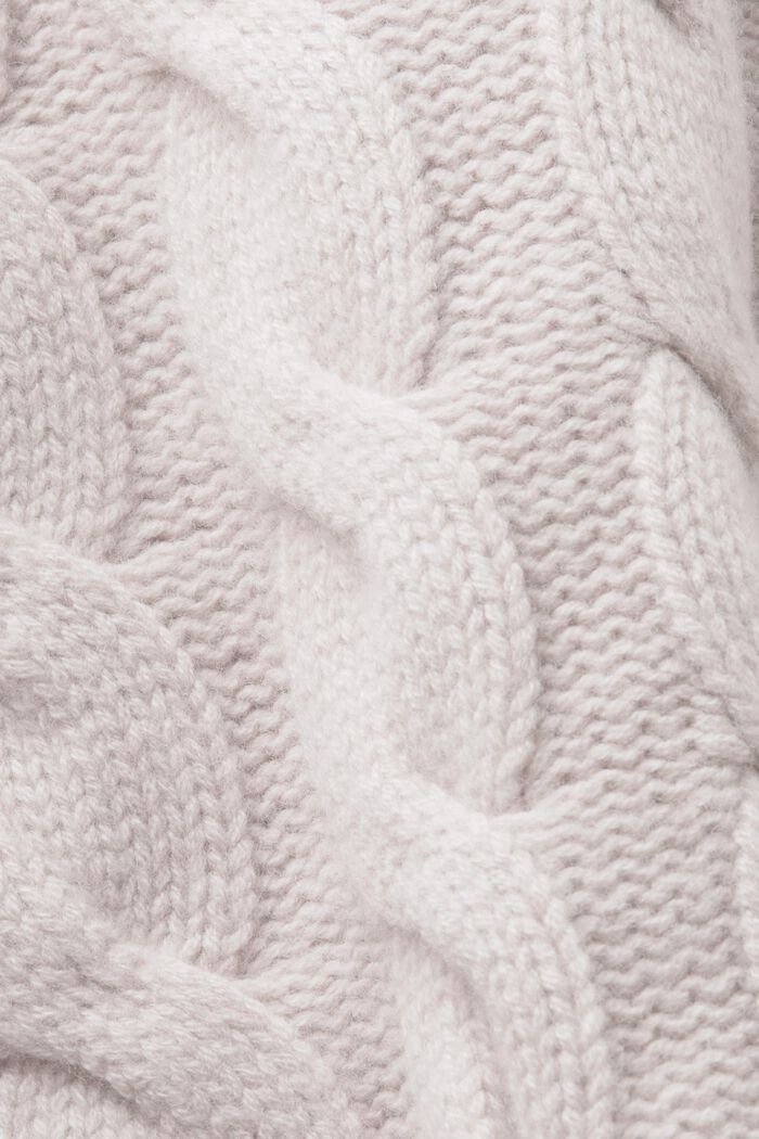 Pull à col châle en laine à maille torsadée, LIGHT TAUPE, detail image number 5