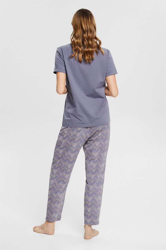 Jersey-Pyjama aus Bio-Baumwolle, GREY BLUE, detail image number 2