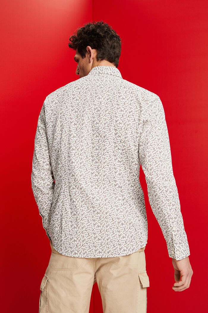 Chemise en coton à motif de coupe Slim Fit, OFF WHITE, detail image number 3