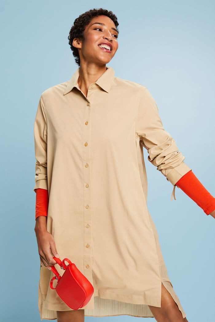 Robe-chemise mi-longue au look froissé, SAND, detail image number 4