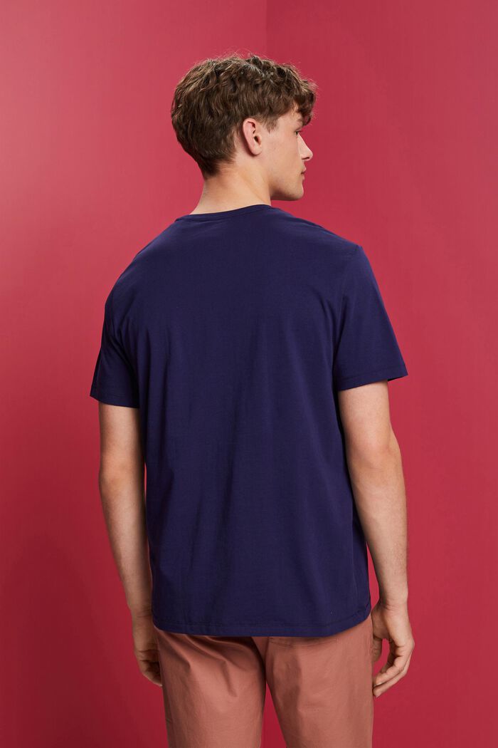 T-shirt à encolure ronde orné d’un imprimé, 100 % coton, DARK BLUE, detail image number 3