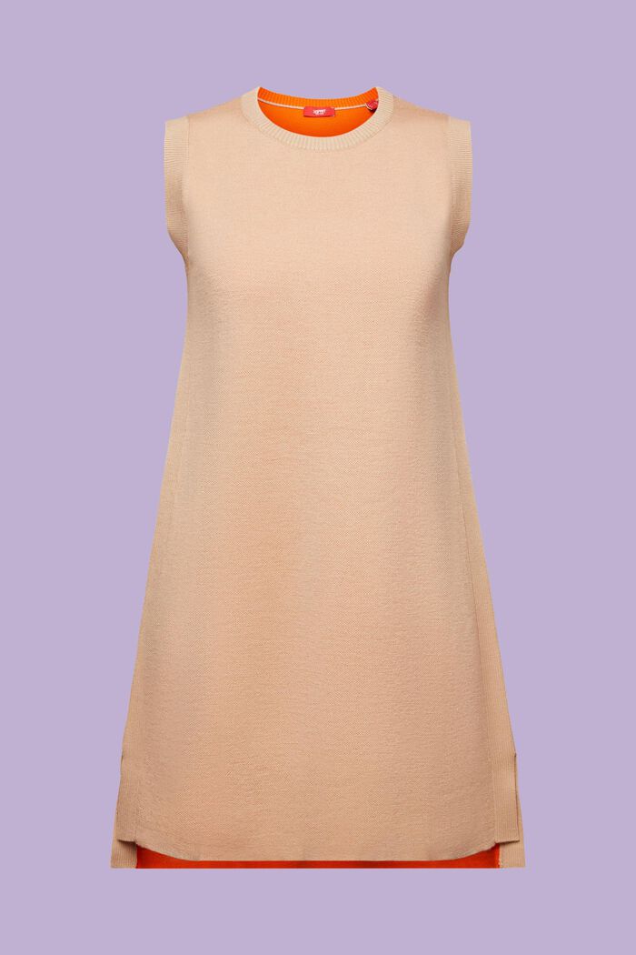 Mini-robe sans manches en laine mélangée, BEIGE, detail image number 7