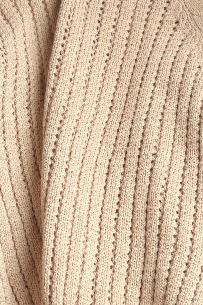 Cardigan à maille ajourée, coton biologique, SAND, detail image number 1
