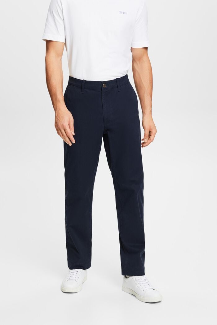 Pantalon chino droit en twill de coton, NAVY, detail image number 0