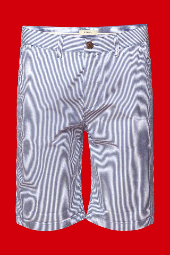 Gestreifte Chino-Shorts, 100 % Baumwolle, BLUE, detail image number 8