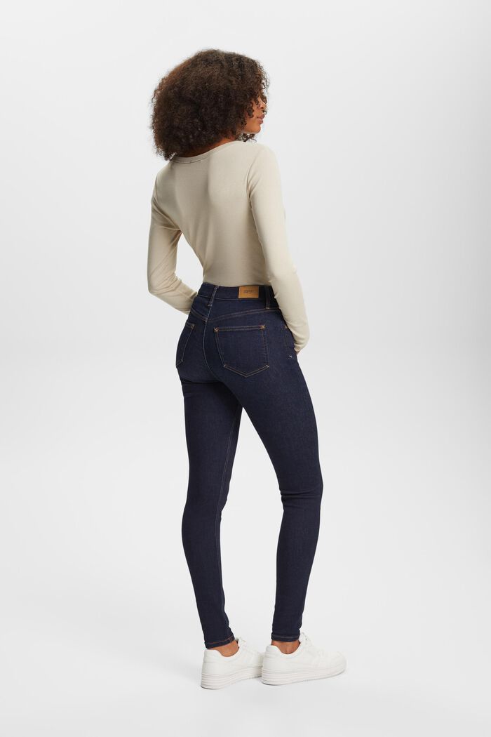 Enge Jeans mit hohem Bund aus Baumwollstretch, BLUE RINSE, detail image number 3