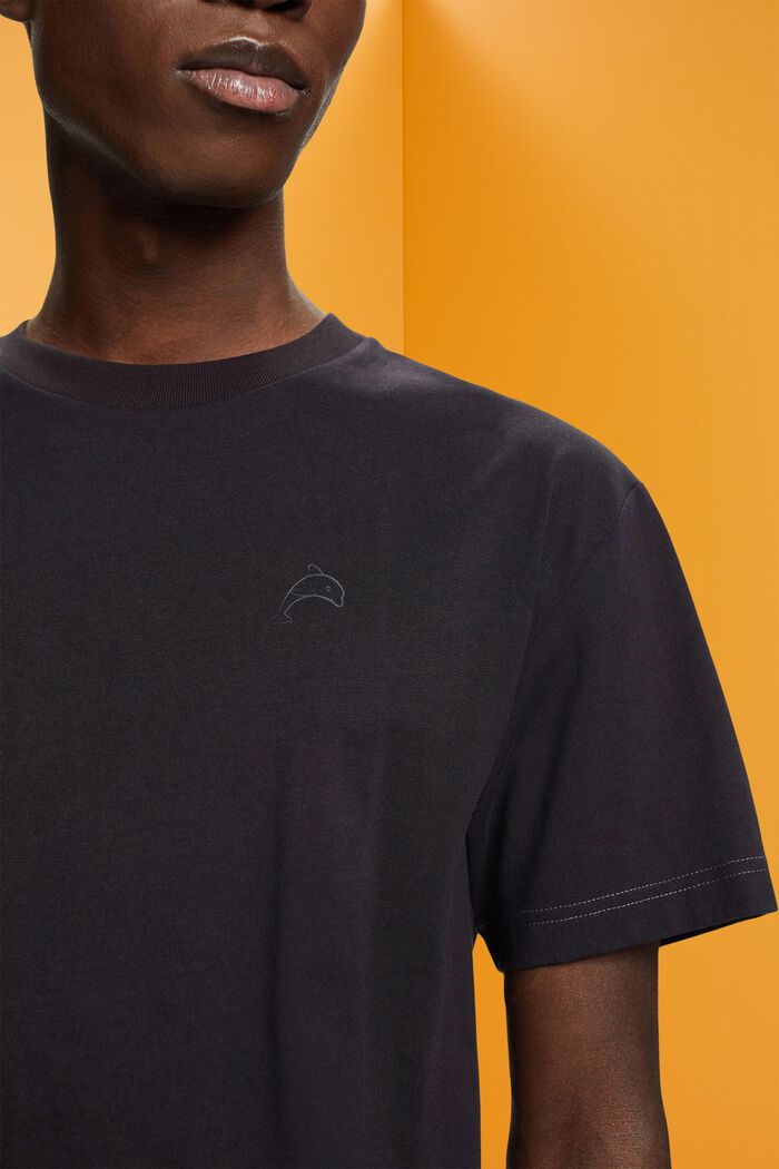 T-shirt en coton à imprimé dauphin, BLACK, detail image number 2