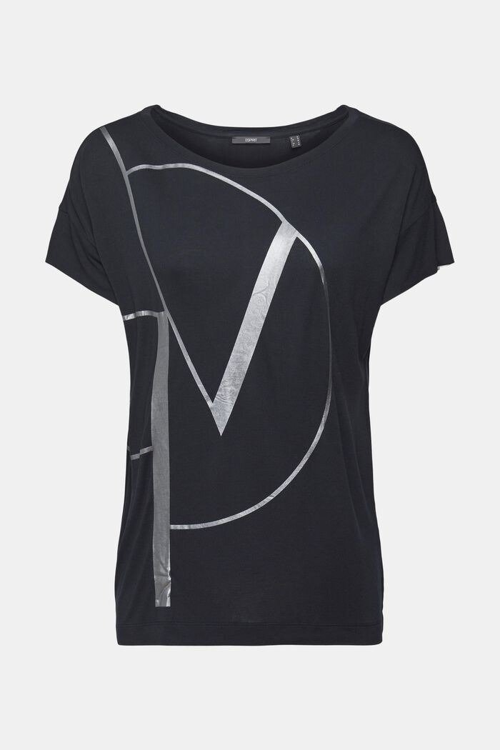 T-Shirt mit Metallic Print, LENZING™ ECOVERO™, BLACK, detail image number 2