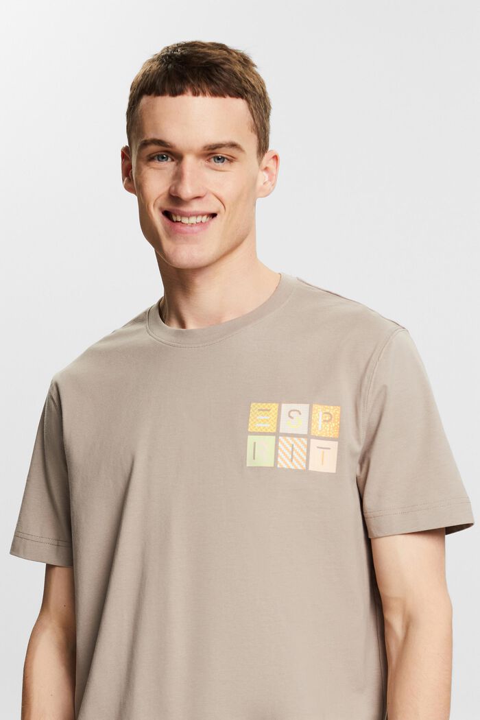 T-shirt en jersey de coton animé d’un logo, LIGHT TAUPE, detail image number 0