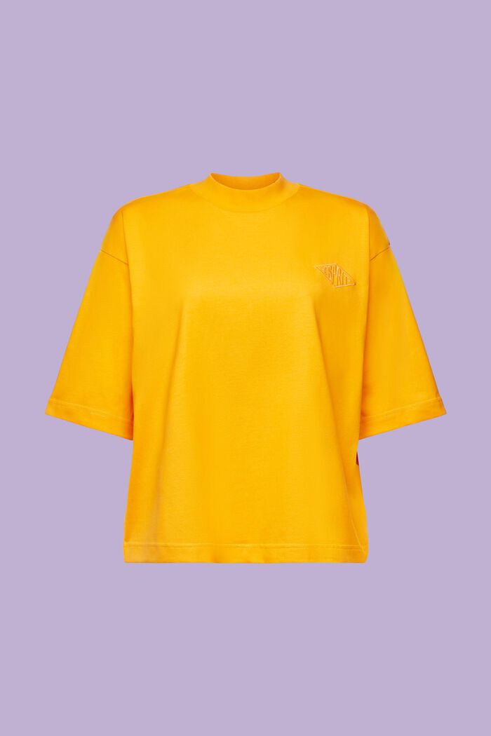 T-shirt en coton à col droit orné d’un logo, GOLDEN ORANGE, detail image number 7