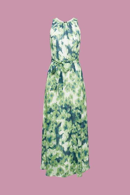 Robe maxi longueur sans manches à motif floral all-over, CITRUS GREEN, overview