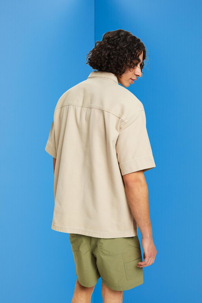 Chemise en jean de coupe carrée à manches courtes, SAND, detail image number 3