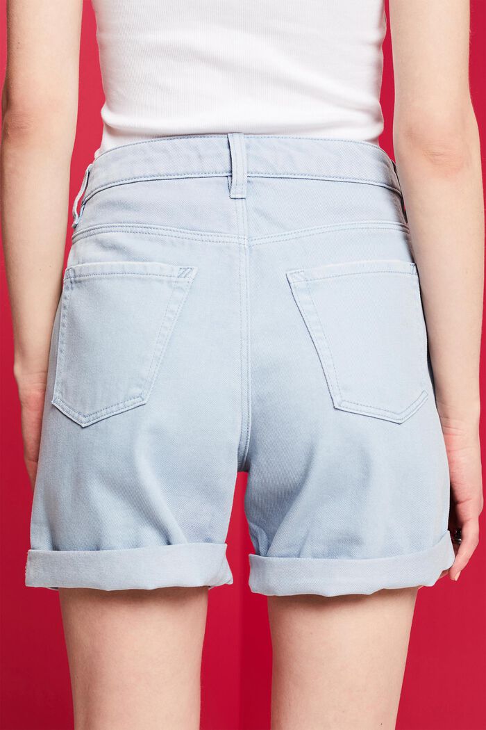 Short en jean à taille haute et bord roulotté, LIGHT BLUE LAVENDER, detail image number 4