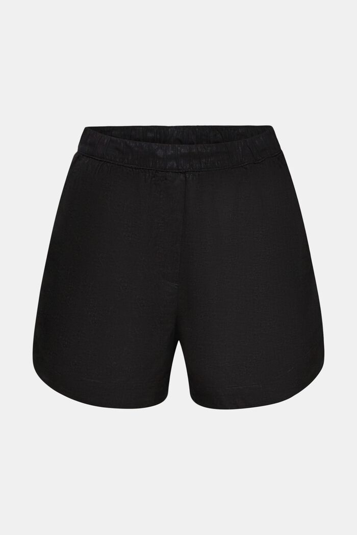 Pull-on-Shorts aus Leinenmix, BLACK, detail image number 7