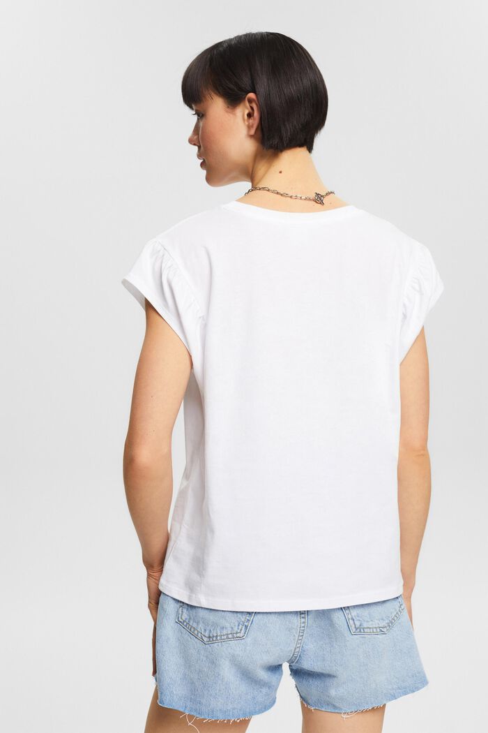 T-shirt à épaules froncées, WHITE, detail image number 3