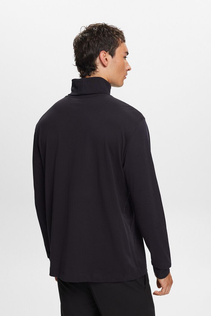 T-shirt à manches longues et col cheminée en coton, BLACK, detail image number 3