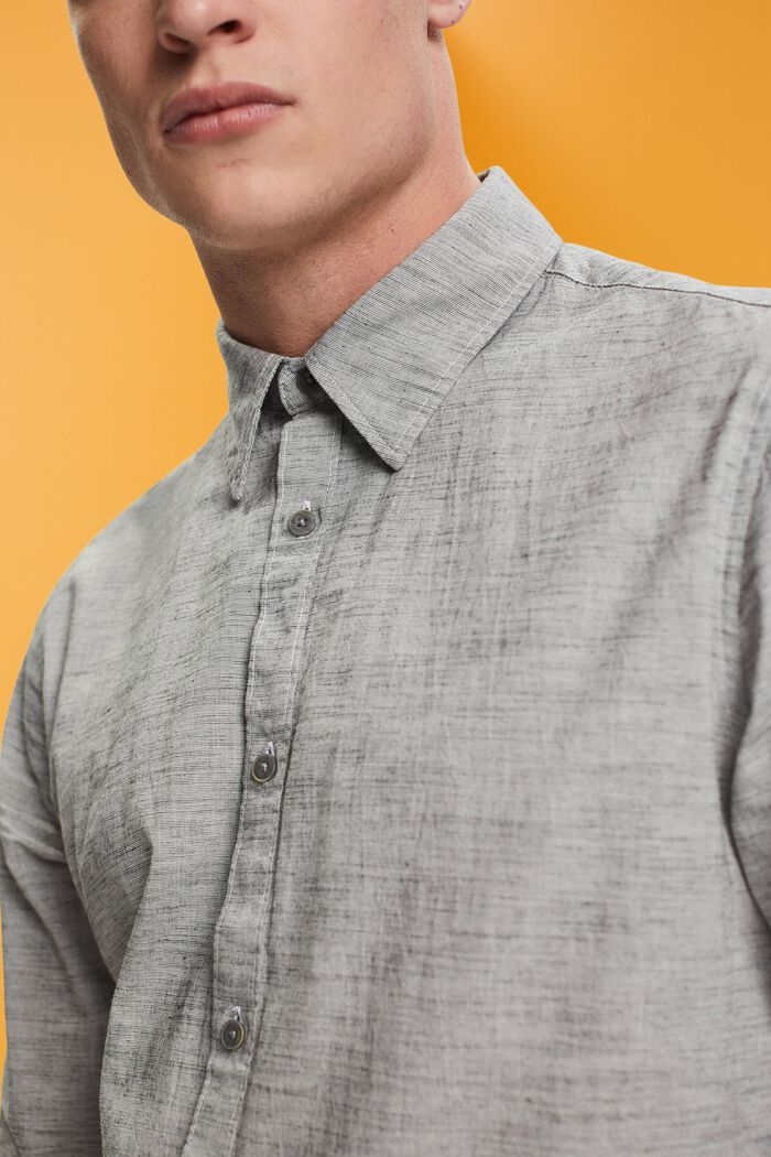 Gestreiftes Hemd aus nachhaltiger Baumwolle, MEDIUM GREY, detail image number 2