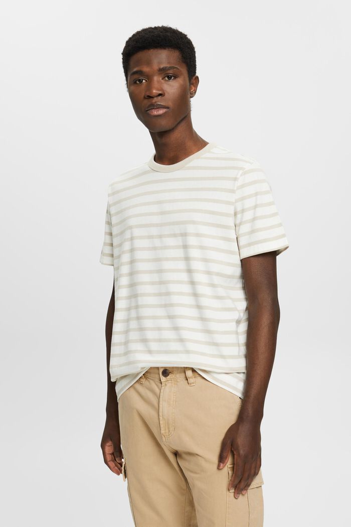 Streifen-T-Shirt aus nachhaltiger Baumwolle, LIGHT TAUPE, detail image number 0