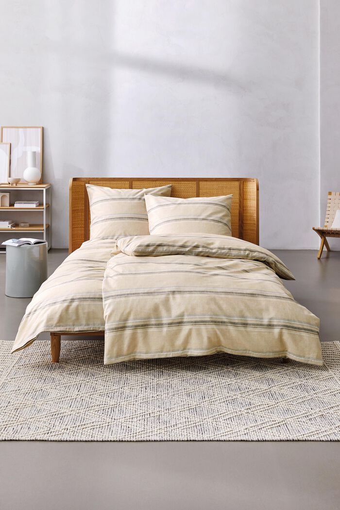 Linge de lit à rayures en chambray, NATUR, detail image number 0