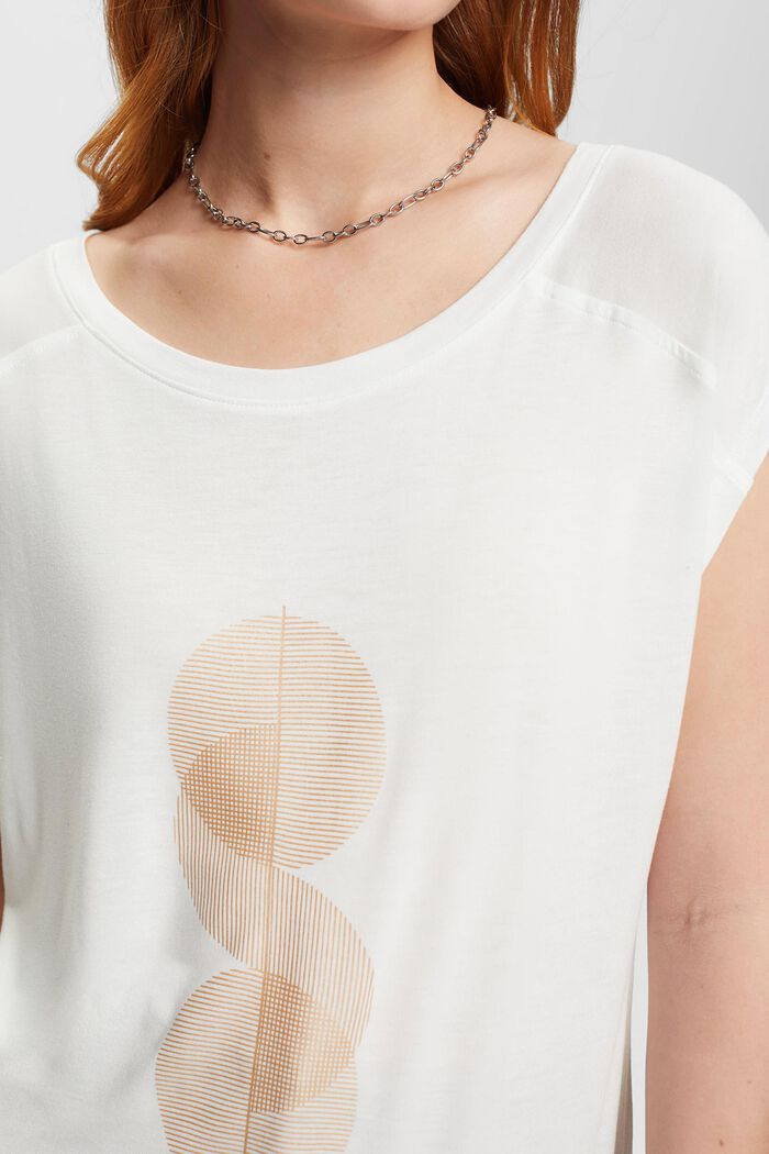 T-Shirt mit Print vorne, LENZING™ ECOVERO™, OFF WHITE, detail image number 2