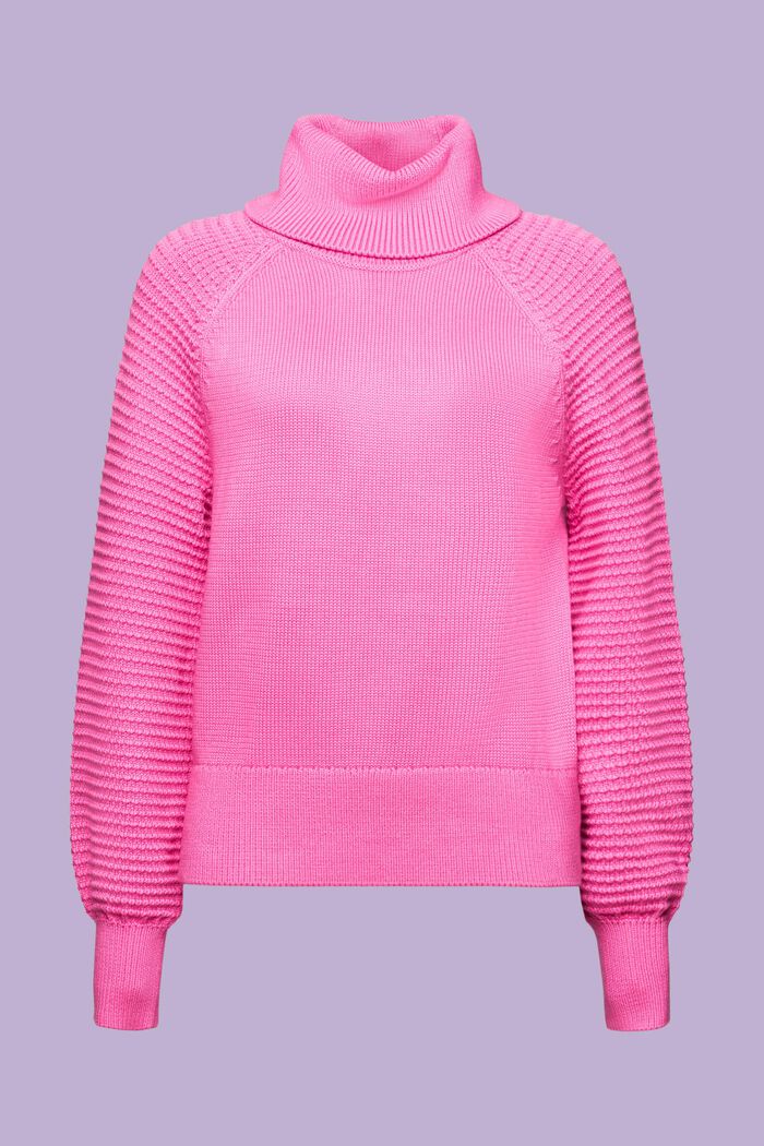 Pull-over à col cheminée en coton, PINK FUCHSIA, detail image number 6