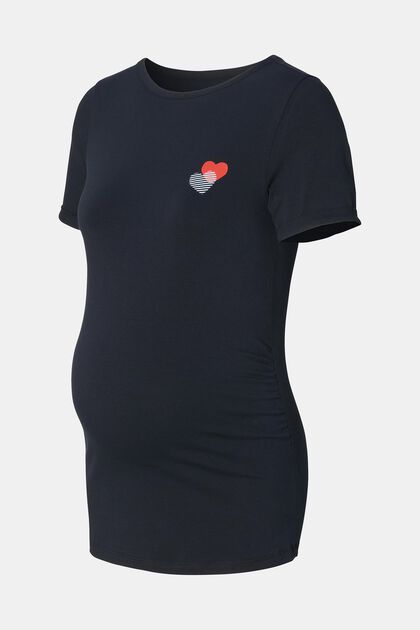 T-shirt à imprimé cœur sur la poitrine, NIGHT SKY BLUE, overview