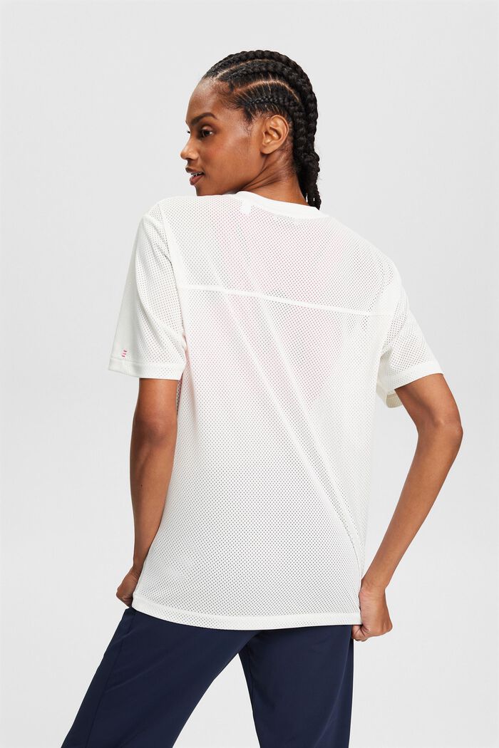 T-Shirt mit V-Ausschnitt und Lochmuster, OFF WHITE, detail image number 3