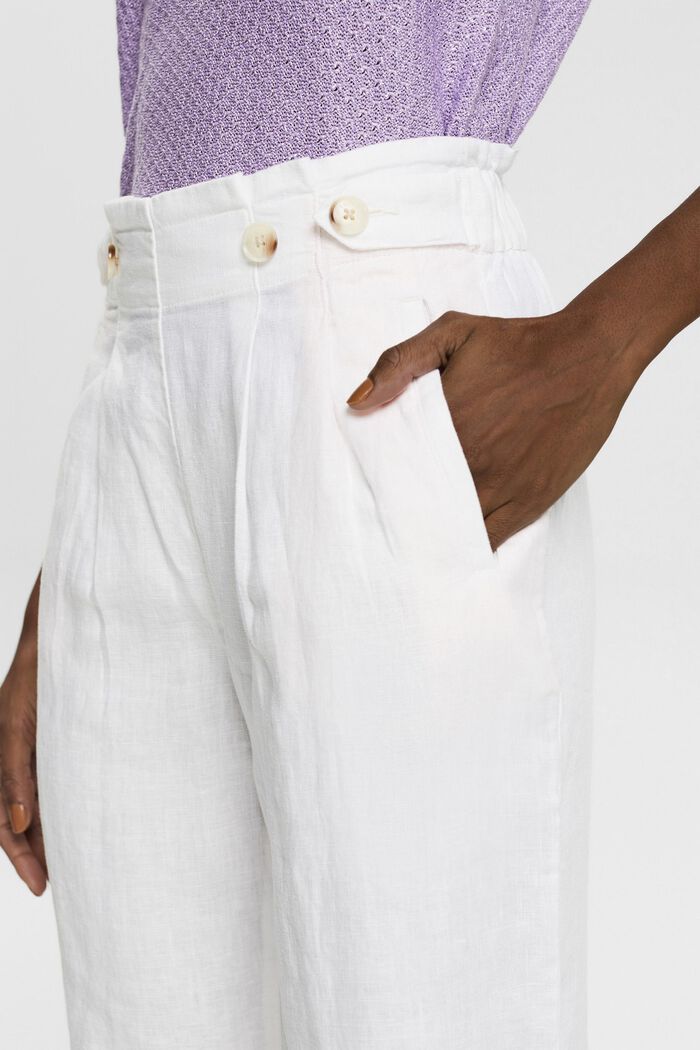 Pantalon en lin à jambes raccourcies, WHITE, detail image number 2