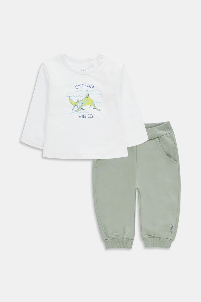 Ensemble : t-shirt à manches longues et pantalon de jogging, WHITE, overview