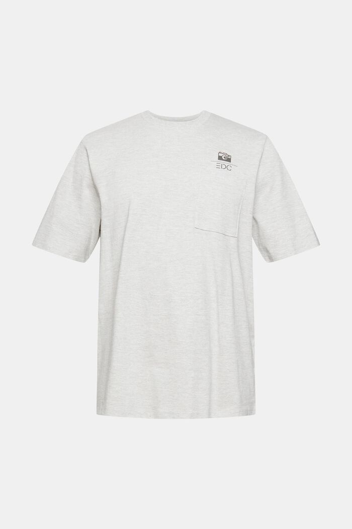 Jersey-T-Shirt mit kleinem Motiv-Print, LIGHT GREY, overview