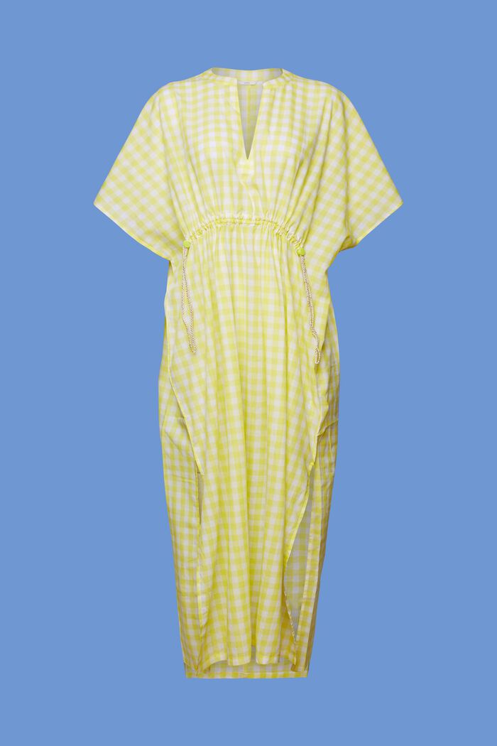 Robe de plage de style cafetan, 100 % coton, LIME YELLOW, detail image number 7