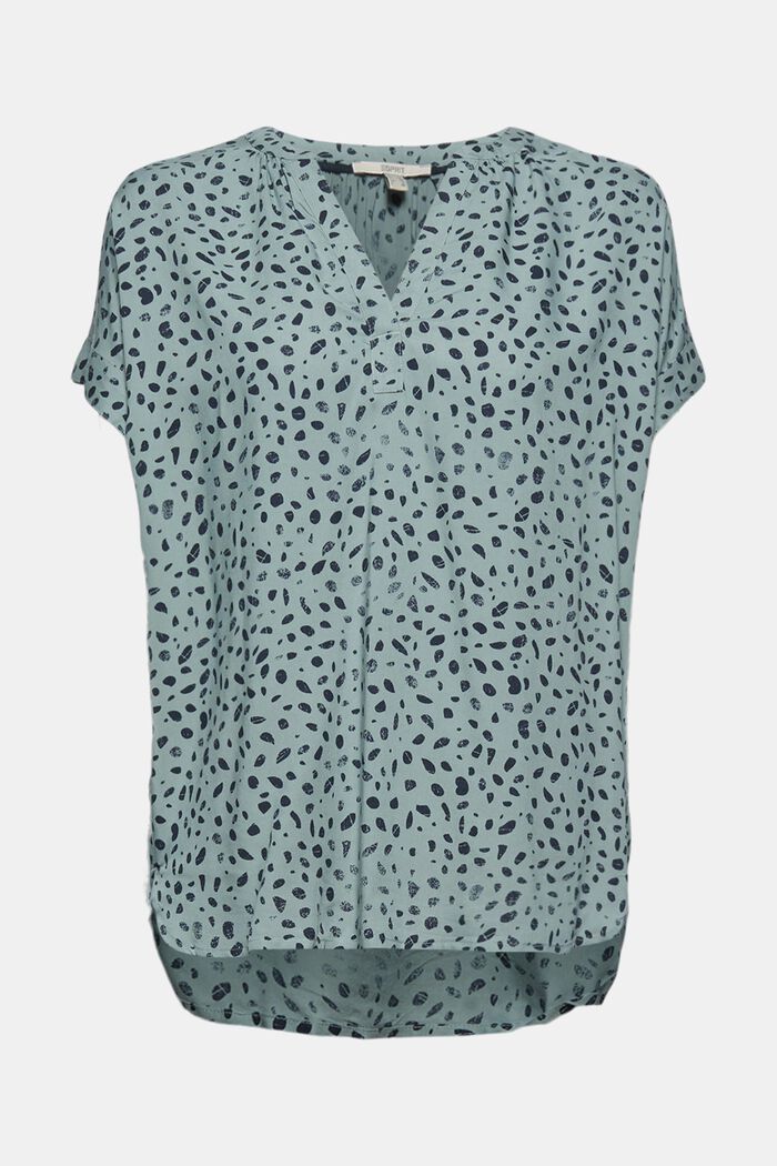 Bluse mit Muster, LENZING™ ECOVERO™, TURQUOISE, detail image number 0