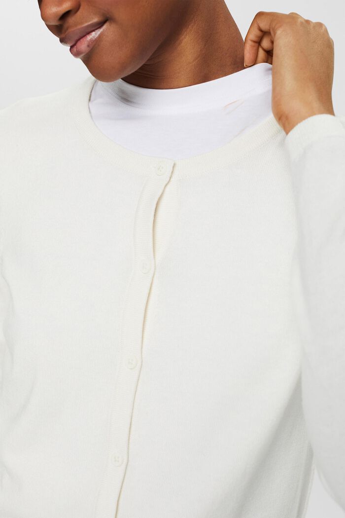 Cardigan en coton biologique mélangé, OFF WHITE, detail image number 0