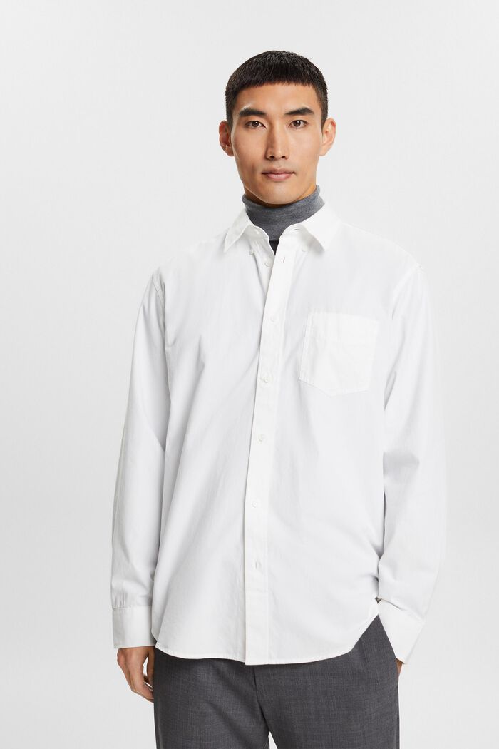 Button-Down-Hemd aus Popeline, 100 % Baumwolle, WHITE, detail image number 0
